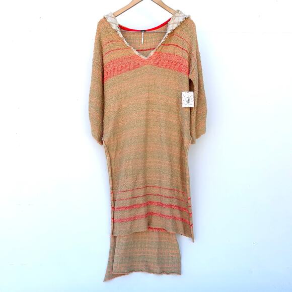 New Free People Berkeley Tunic Hooded Crochet Knit Cover-Up Sweater Small - Picture 4 of 13